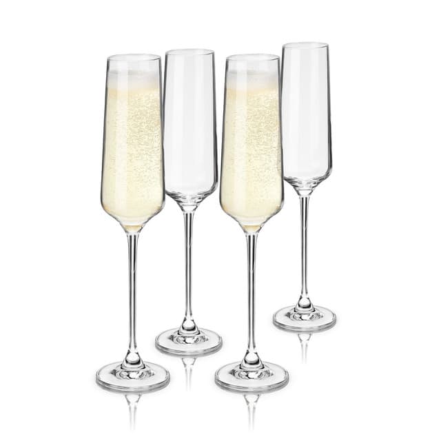 Reserve Inez European Crystal Champagne Flute, 6 oz (Set of 4)