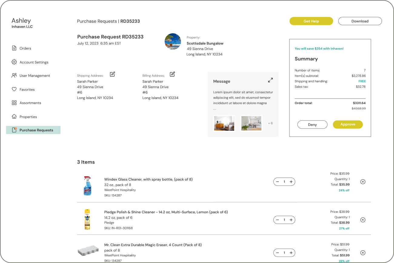An autogenerated purchase request is sent directly to you