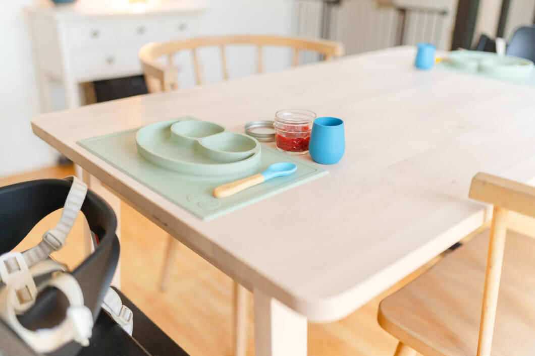 kitchen table with baby setting
