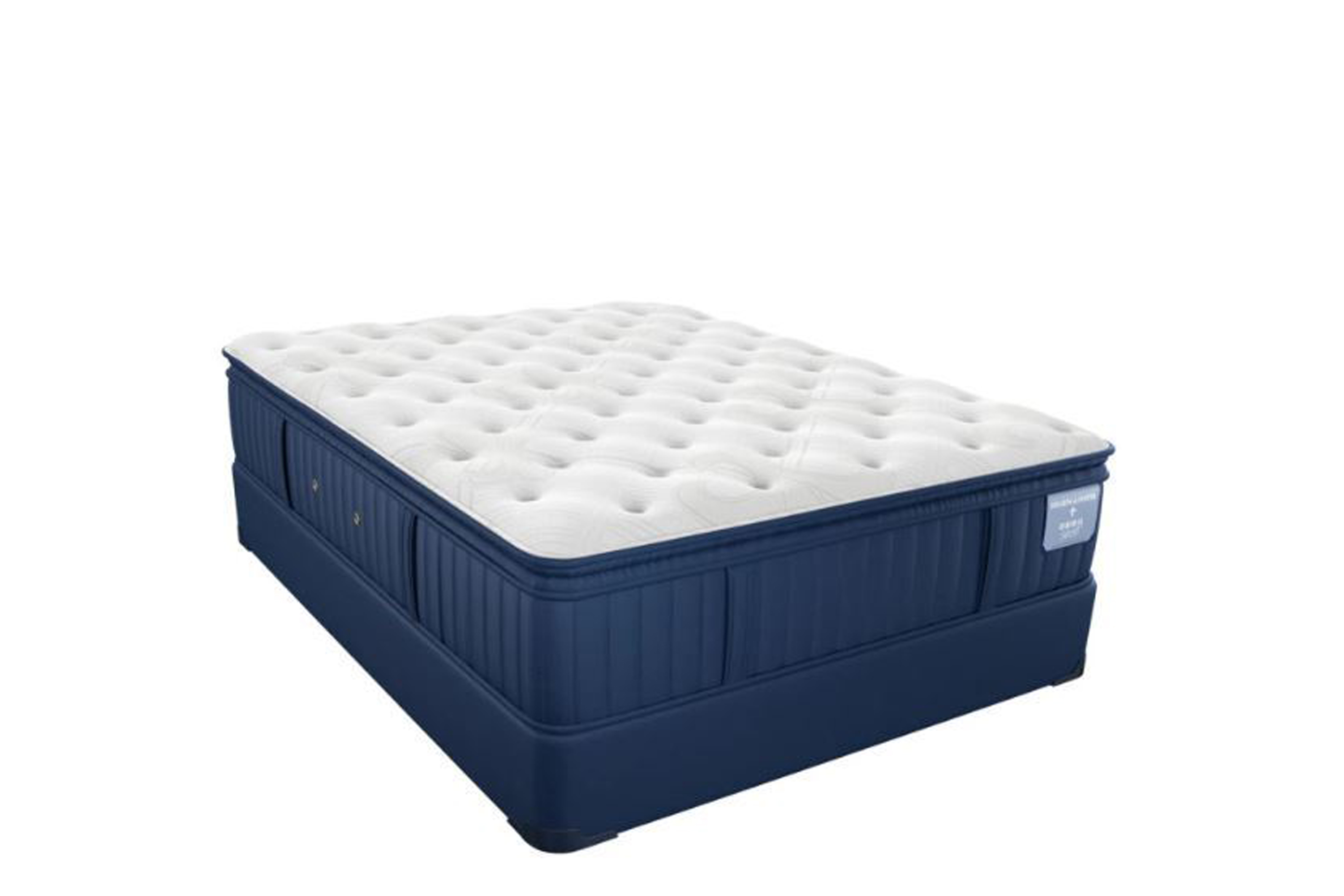 A blue pillowtop mattress providing comfort & support for a good sleep experience.