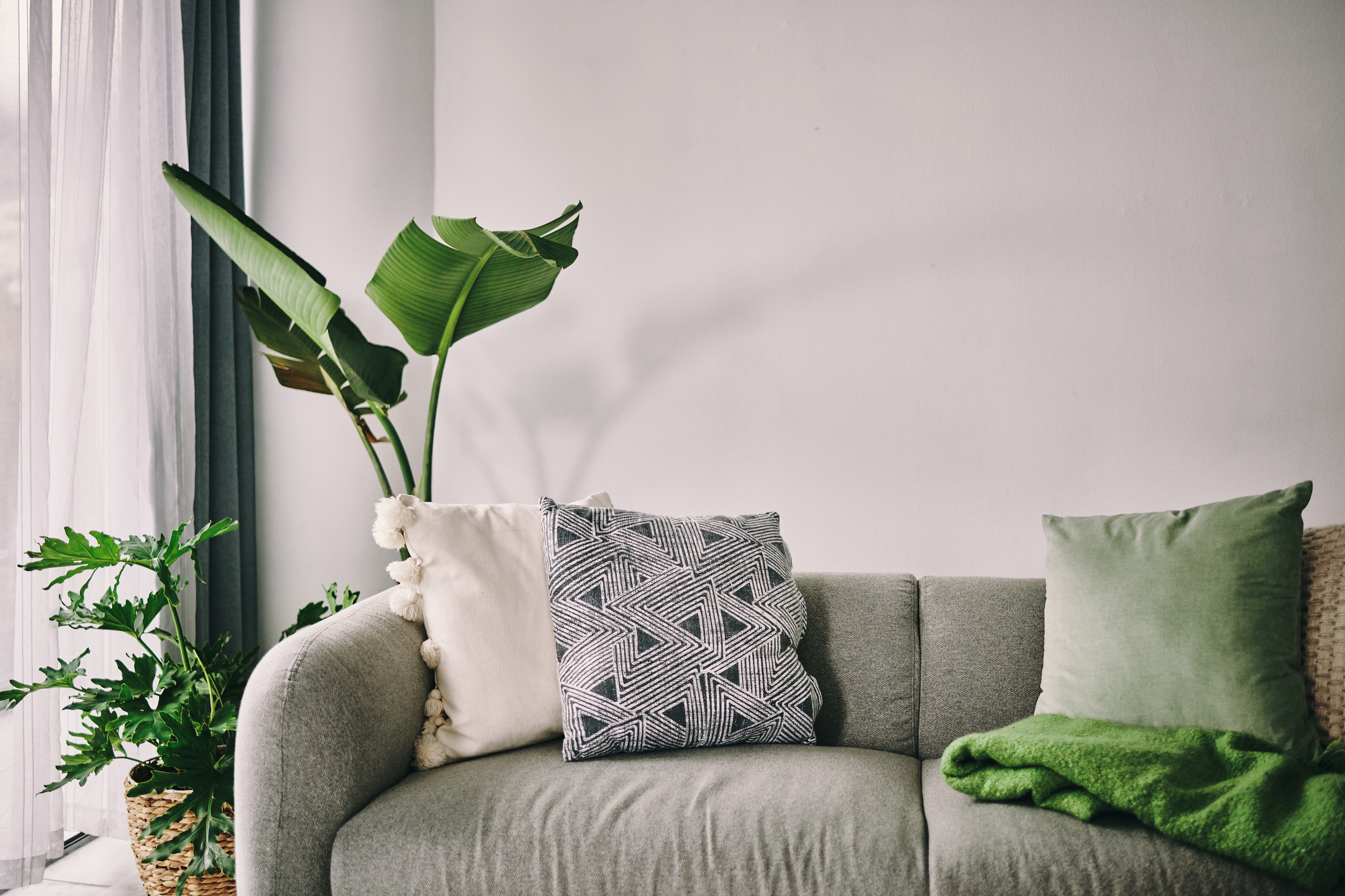 textured pillows on couch