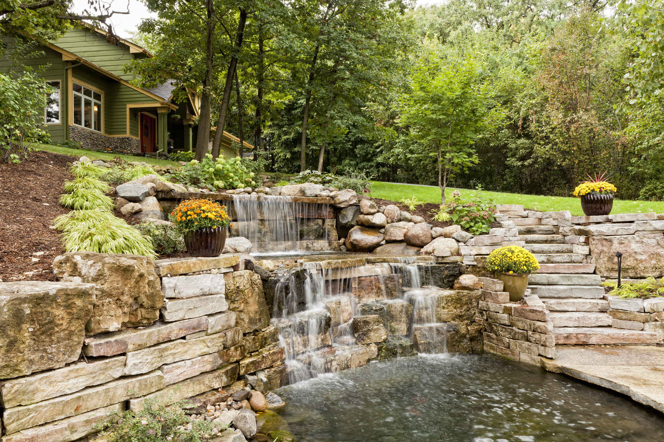 Water feature in backyard